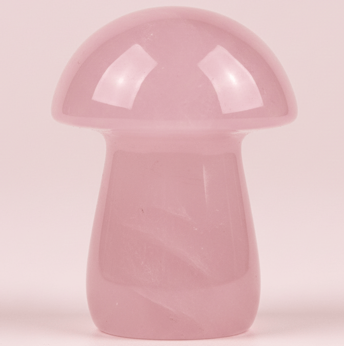 Rose Quartz Mushroom 3" Crystal Carving | The Harmony Store Carving