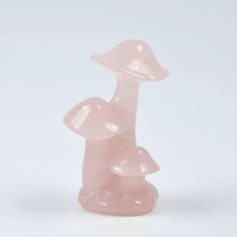Rose Quartz Mushroom 3" | Love & Heart Chakra Crystal Carving