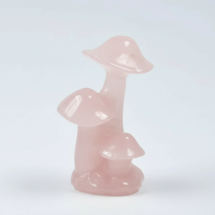 Rose Quartz Mushroom 3" | Love & Heart Chakra Crystal Carving