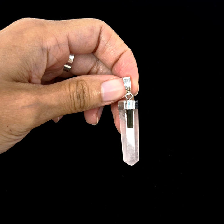 Rose Quartz Point Pendant Tourmaline | The Harmony Store Pendant