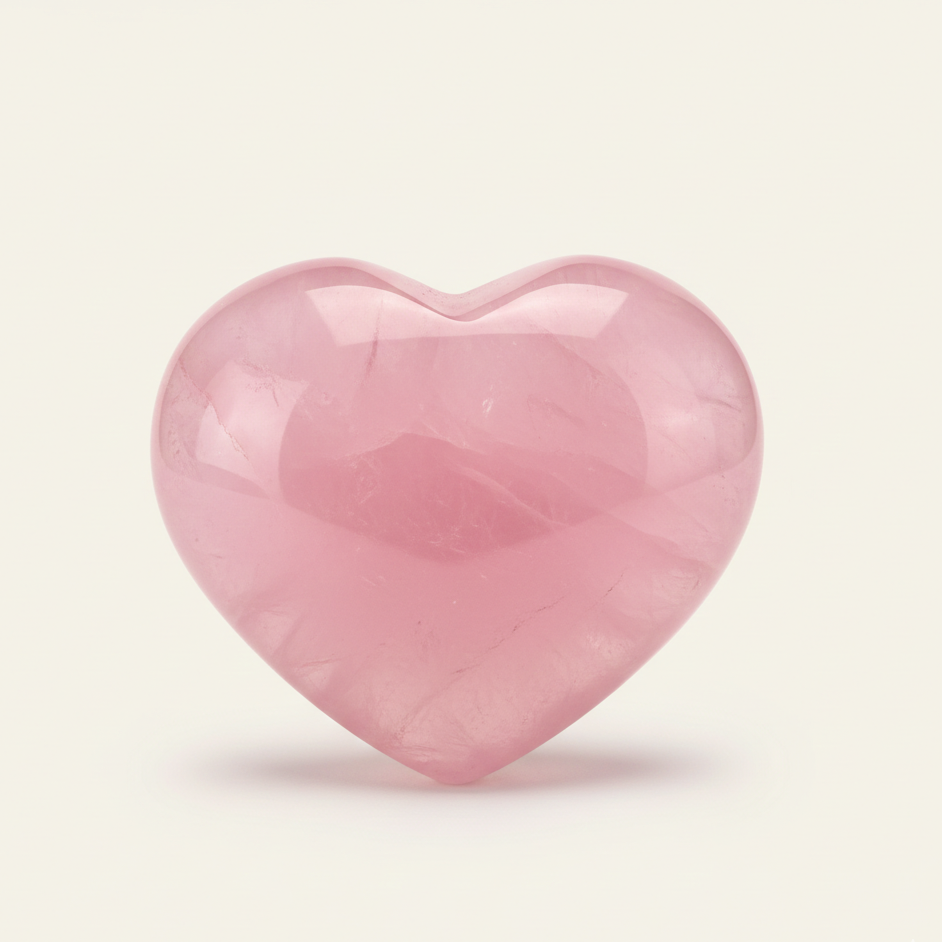 Pink heart-shaped object on a light beige background