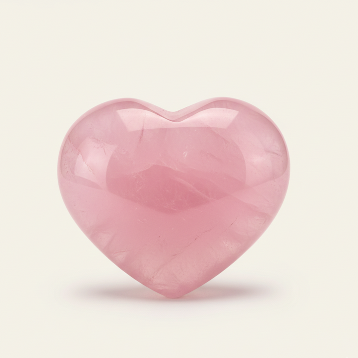 Pink heart-shaped object on a light beige background