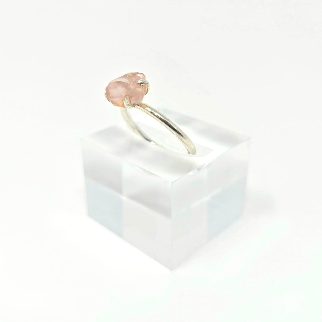 Rose Quartz Rough Stackable 925 Ring | The Harmony Store Ring