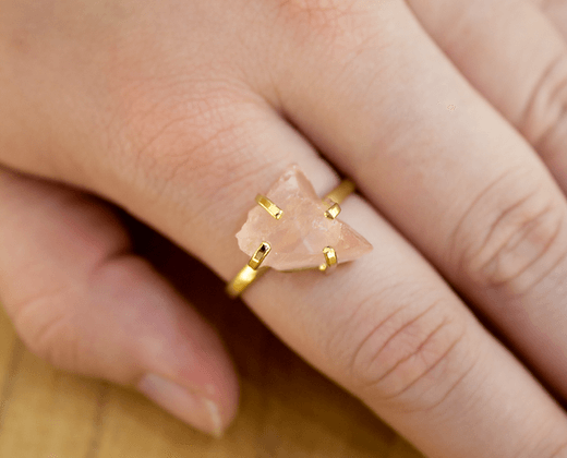 Rose Quartz Simple Band Ring | The Harmony Store Ring