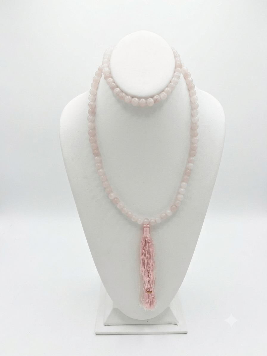 Rose Quartz Simple Japa Mala | The Harmony Store Necklace