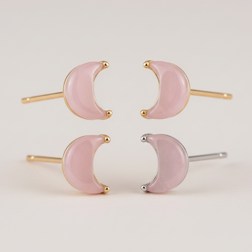 Rose Quartz Stud Earrings | Love & Heart Chakra Jewelry
