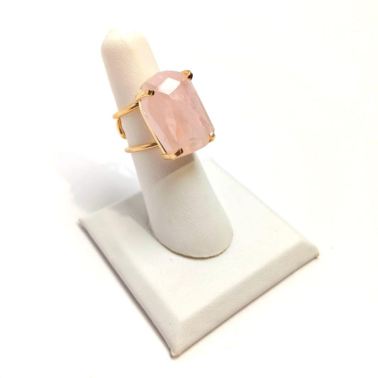 Rose Quartz Wire Faceted Ring - The Harmony Store