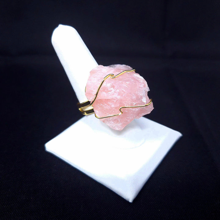 Rose Quartz Wire Wrapped Ring | The Harmony Store Ring