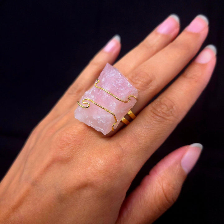 Rose Quartz Wire Wrapped Ring | The Harmony Store Ring
