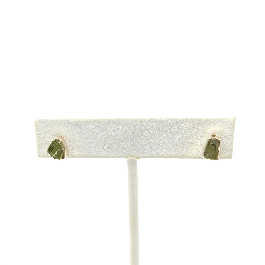 Moldavite Rough Silver Stud Earrings | The Harmony Store Earrings