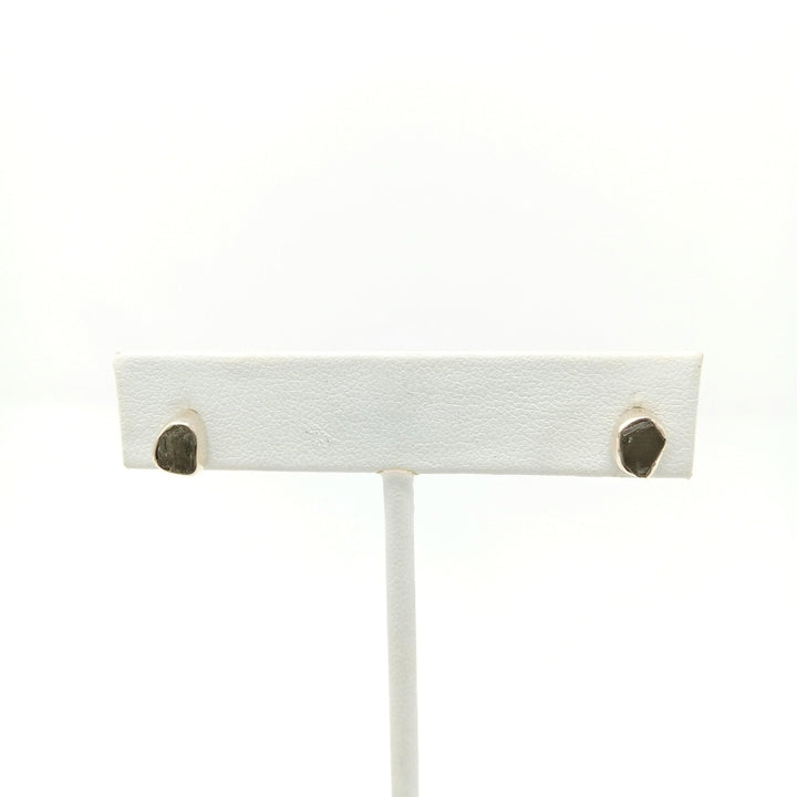 Moldavite Rough Silver Stud Earrings | The Harmony Store Earrings