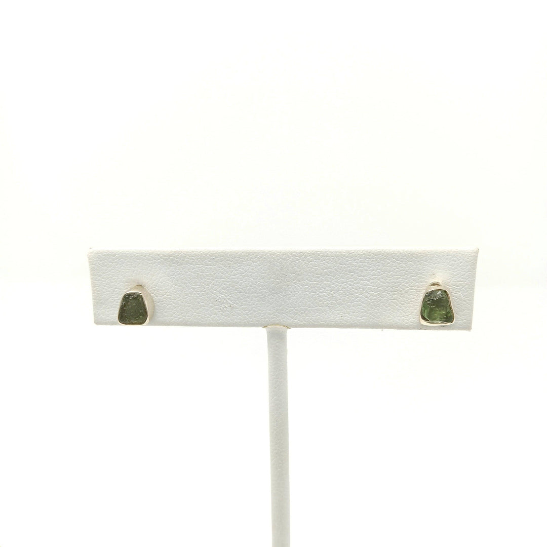 Moldavite Rough Silver Stud Earrings | The Harmony Store Earrings