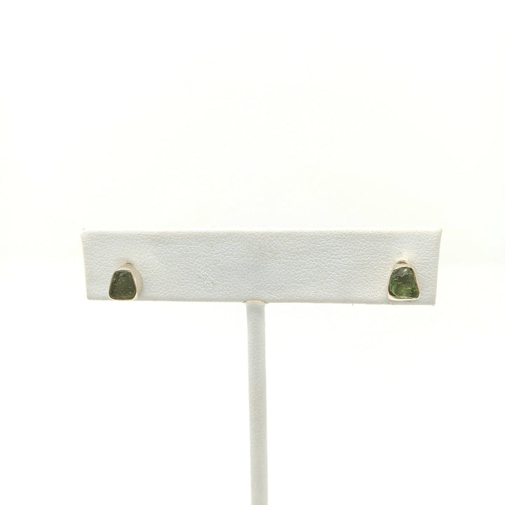Moldavite Rough Silver Stud Earrings | The Harmony Store Earrings