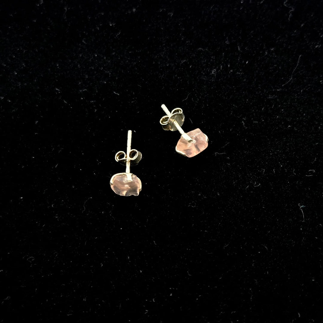Rough Rose Quartz Sterling Silver Studs | Harmony Earrings