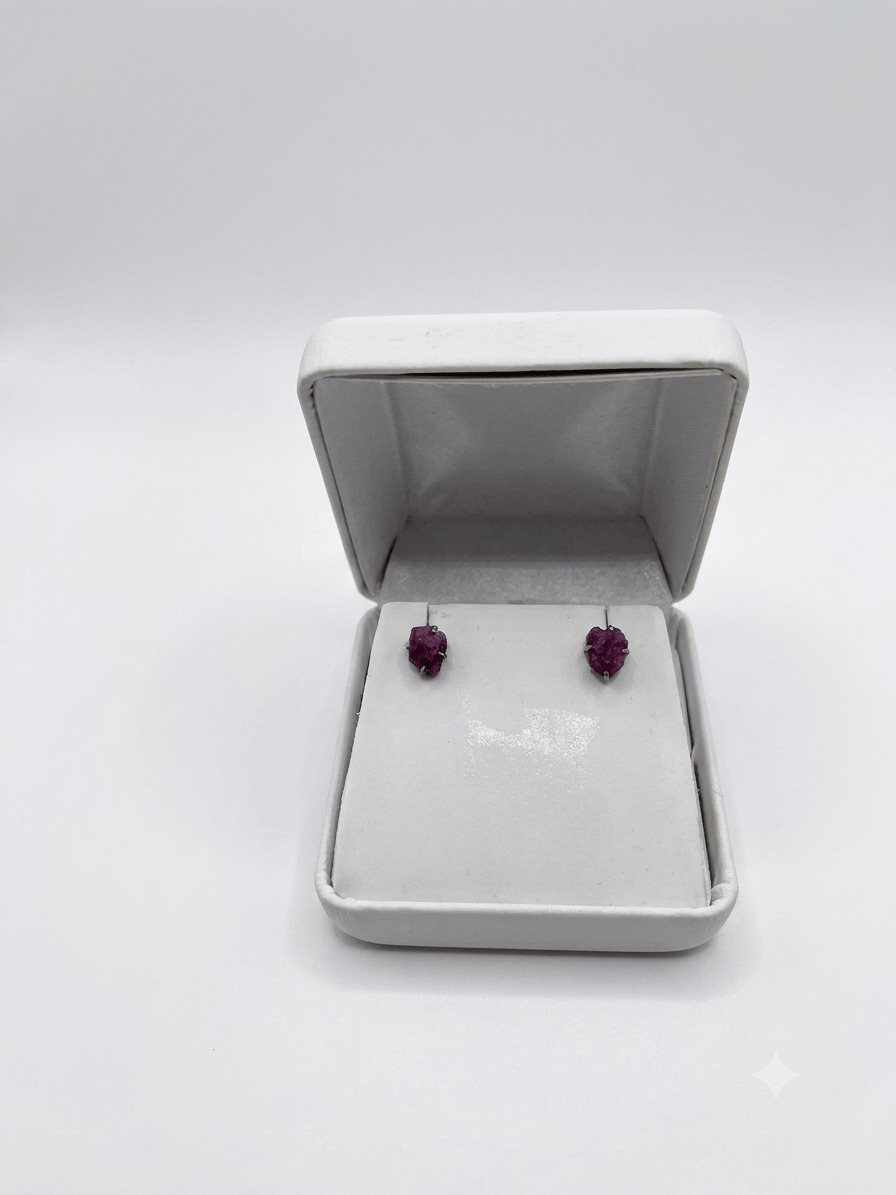 Rough Ruby Sterling Silver Studs | The Harmony Store Earrings