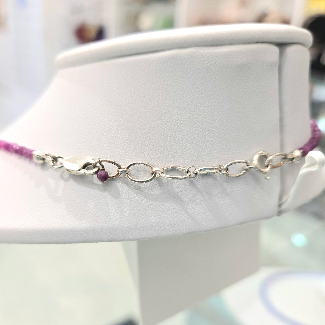 Ruby Micro Faceted Silver Necklace 2mm | The Harmony Store Necklace