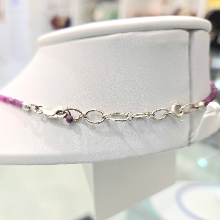 Ruby Micro Faceted Silver Necklace 2mm | The Harmony Store Necklace