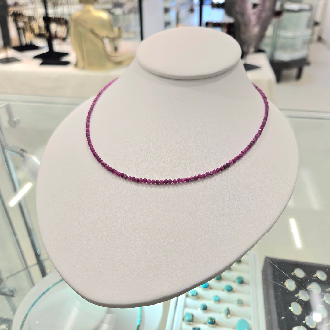 Ruby Micro Faceted Silver Necklace 2mm | The Harmony Store Necklace