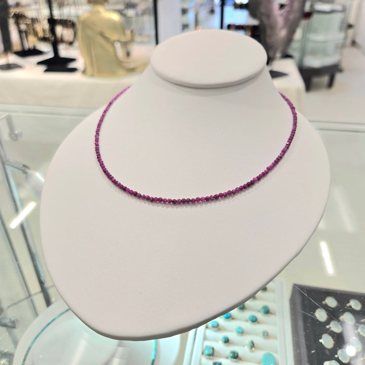 Ruby Micro Faceted Silver Necklace 2mm | The Harmony Store Necklace