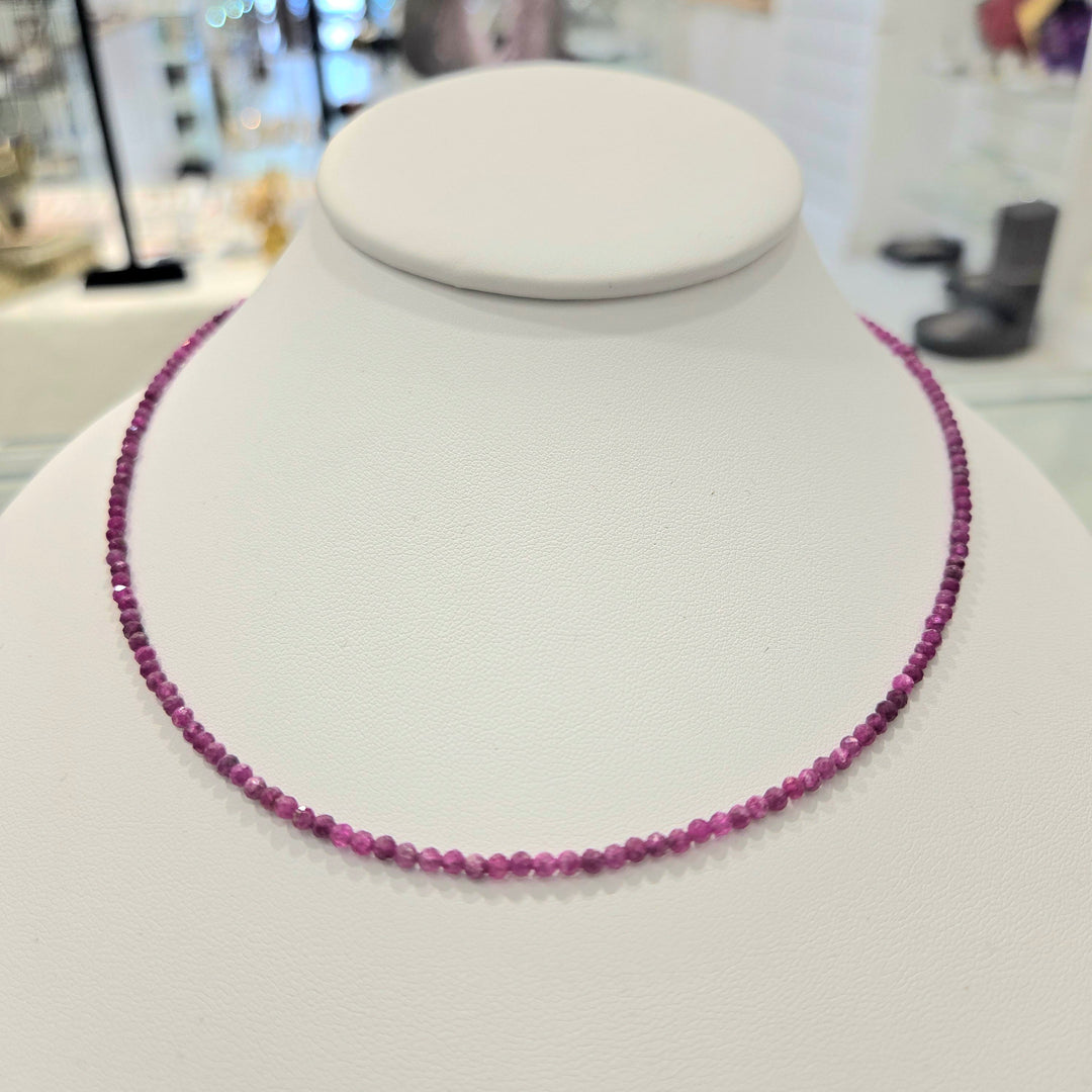 Ruby Micro Faceted Silver Necklace 2mm | The Harmony Store Necklace