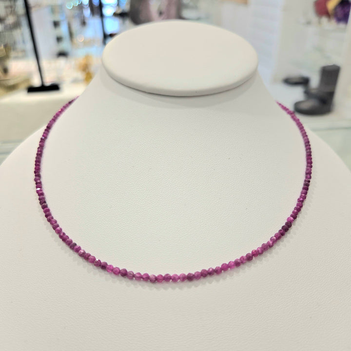 Ruby Micro Faceted Silver Necklace 2mm | The Harmony Store Necklace