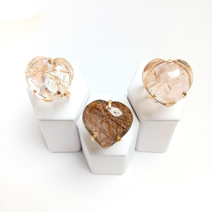 Rutilated Quartz Heart Arc Ring - The Harmony Store