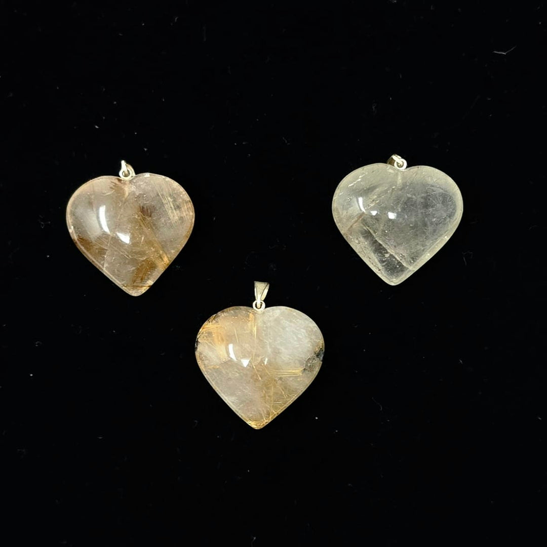 Rutilated Quartz Heart Pendant 25mm | The Harmony Store Pendant