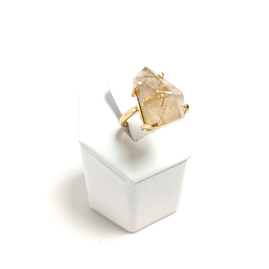 Rutilated Quartz Simple Wire Faceted Ring - The Harmony Store