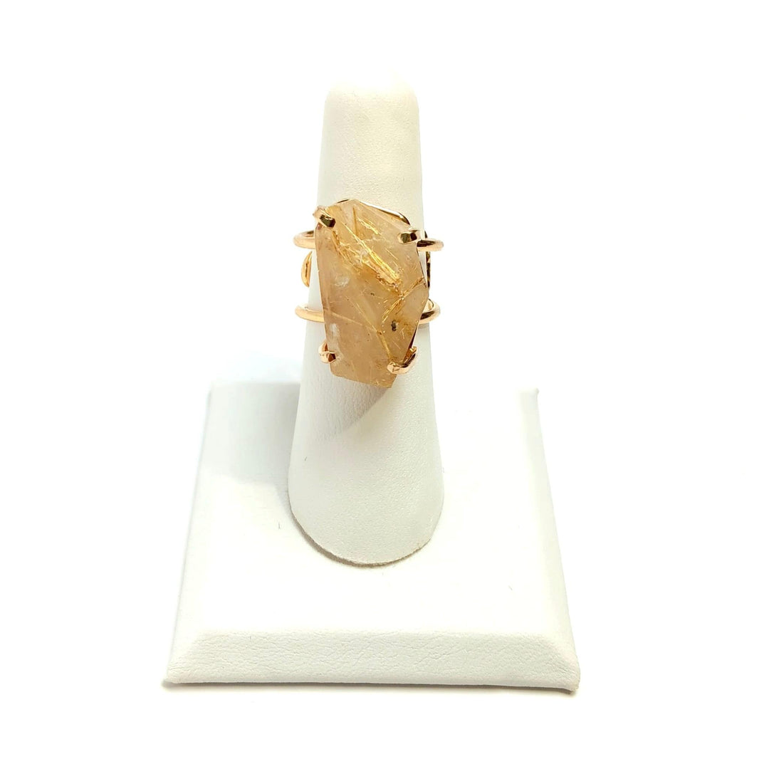 Rutilated Quartz Wire Faceted Ring | The Harmony Store Rutilated Quartz