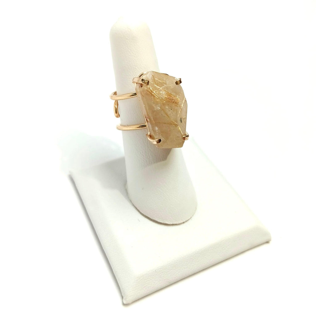 Rutilated Quartz Wire Faceted Ring | The Harmony Store Rutilated Quartz