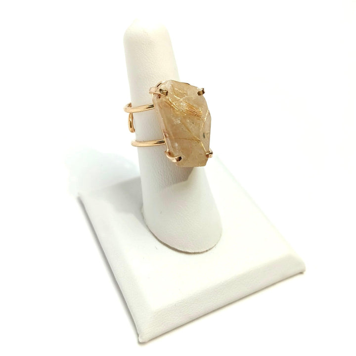 Rutilated Quartz Wire Faceted Ring | The Harmony Store Rutilated Quartz
