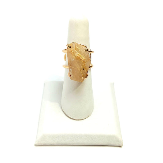 Rutilated Quartz Wire Faceted Ring - The Harmony Store
