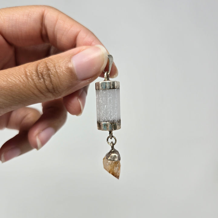 Selenite &amp; Citrine Balance Point Pendant | The Harmony Store Pendant