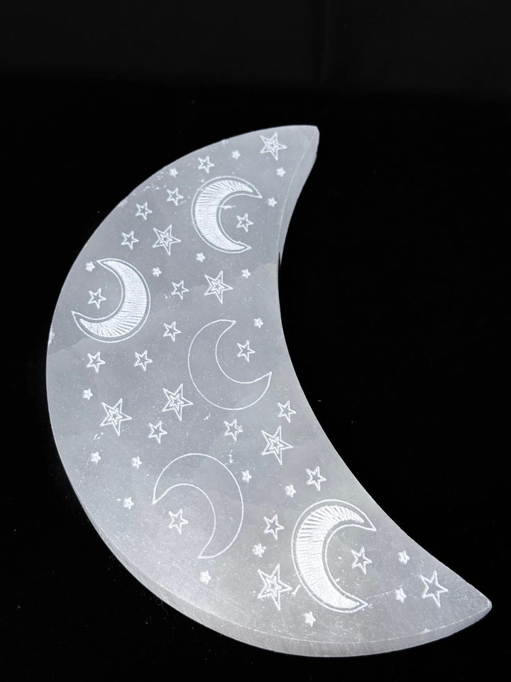 Selenite Carved Moon | The Harmony Store Crystal Carving
