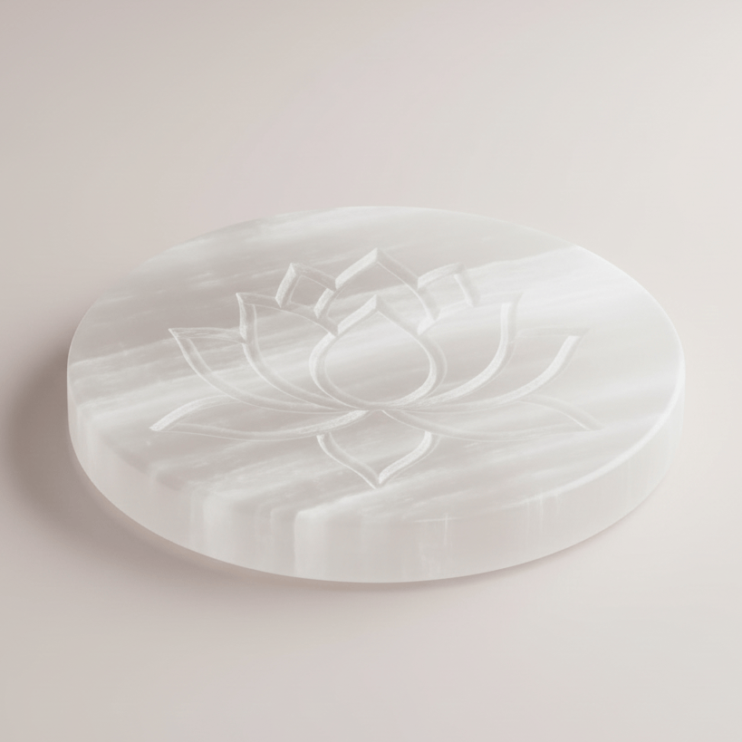Selenite Charging Plate – Lotus Flower 5.5" | Crystal Cleansing & Energy Plate 5.5"
