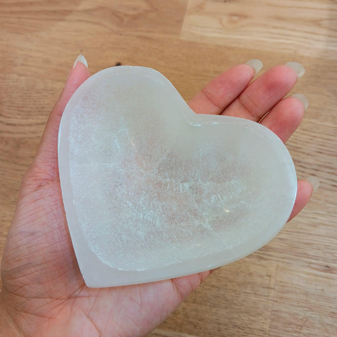 Selenite Heart Charging Bowl 4-Inch | The Harmony Store Charging Bowl