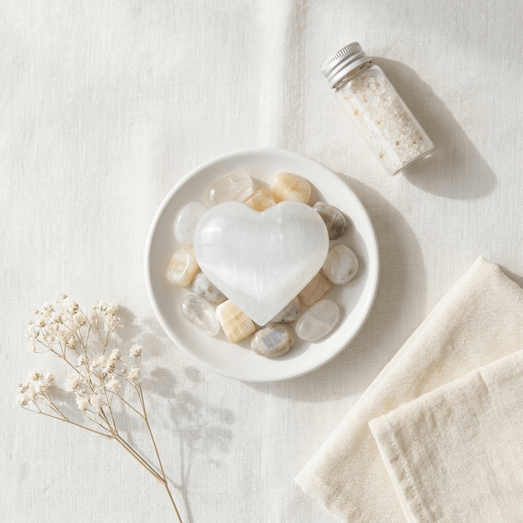 Selenite Heart | Cleansing Crystal | Harmony Store Crystal Heart