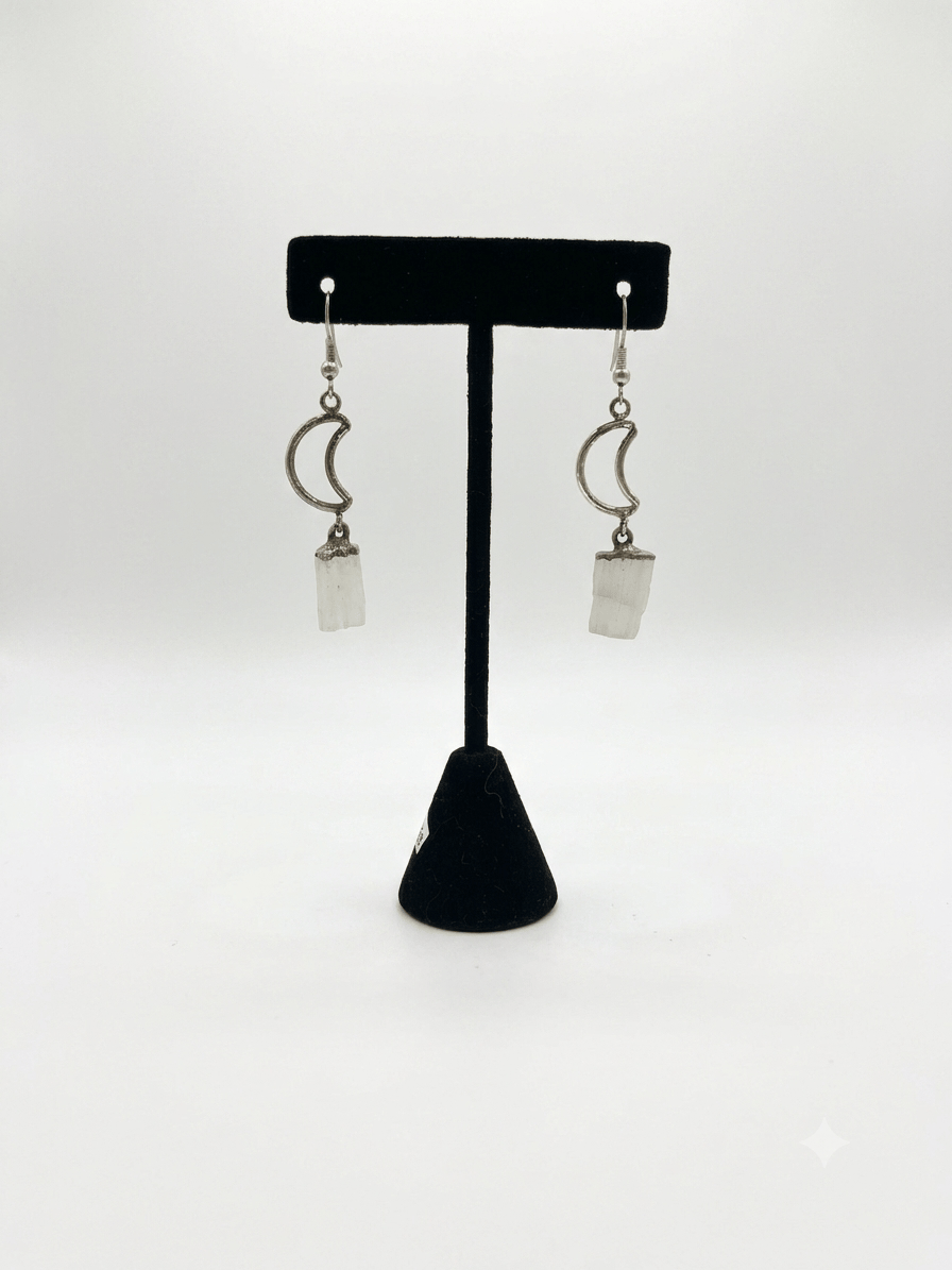 Selenite Moon Dangle Earrings | The Harmony Store Earrings