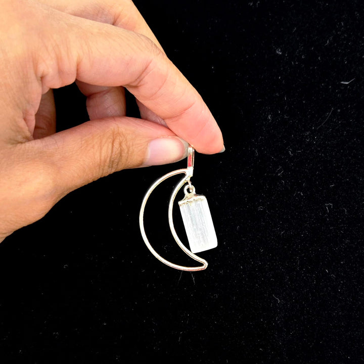 Selenite Moon Dangle Necklace | The Harmony Store Necklace