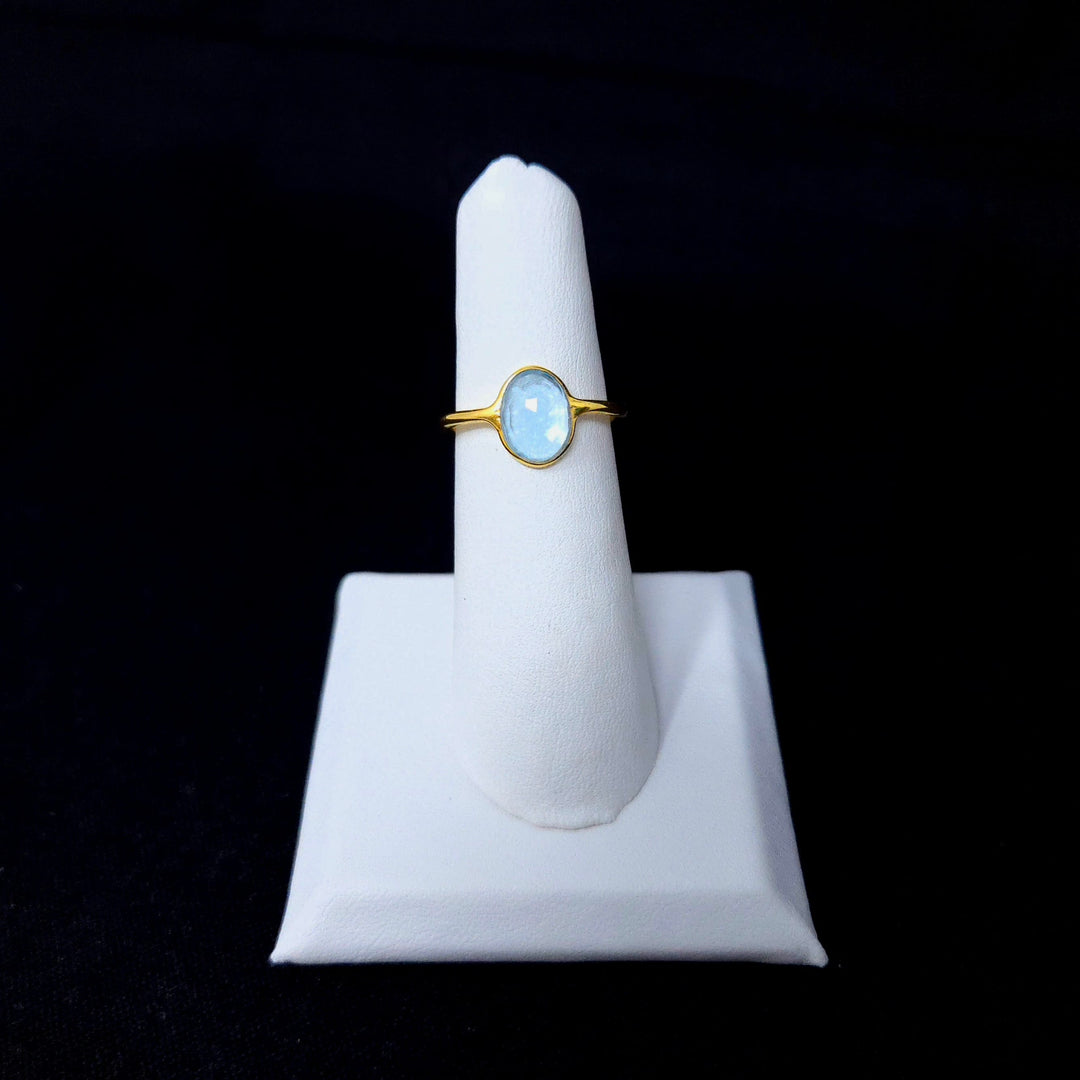 Sky Blue Topaz Gold Flat 925 Ring | The Harmony Store Ring
