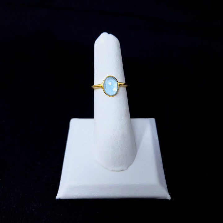 Sky Blue Topaz Gold Flat 925 Ring | The Harmony Store Ring