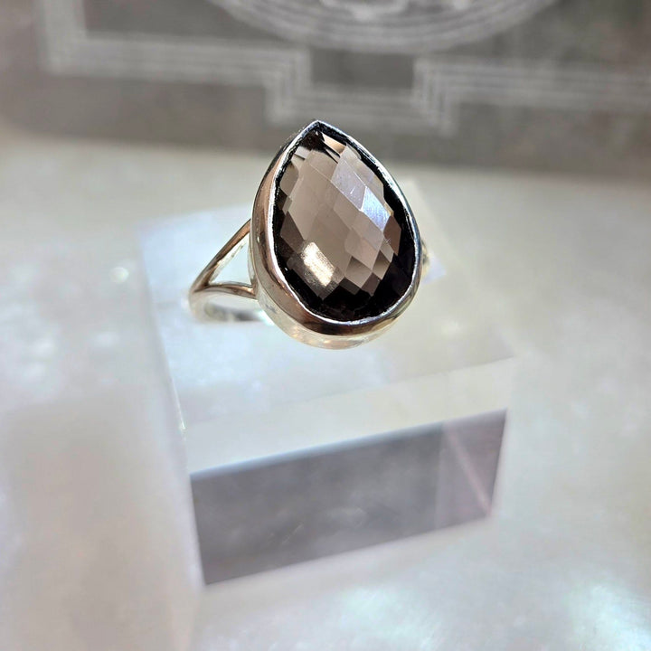 Smoky Quartz Teardrop 925 Ring | The Harmony Store Ring