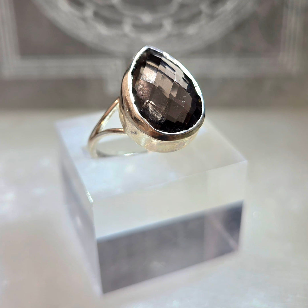Smoky Quartz Teardrop 925 Ring | The Harmony Store Ring