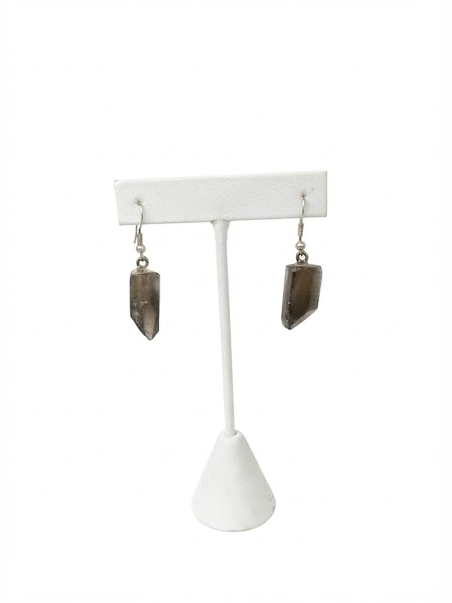 Smoky Quartz Point Earrings (Silver) Smoky Silver