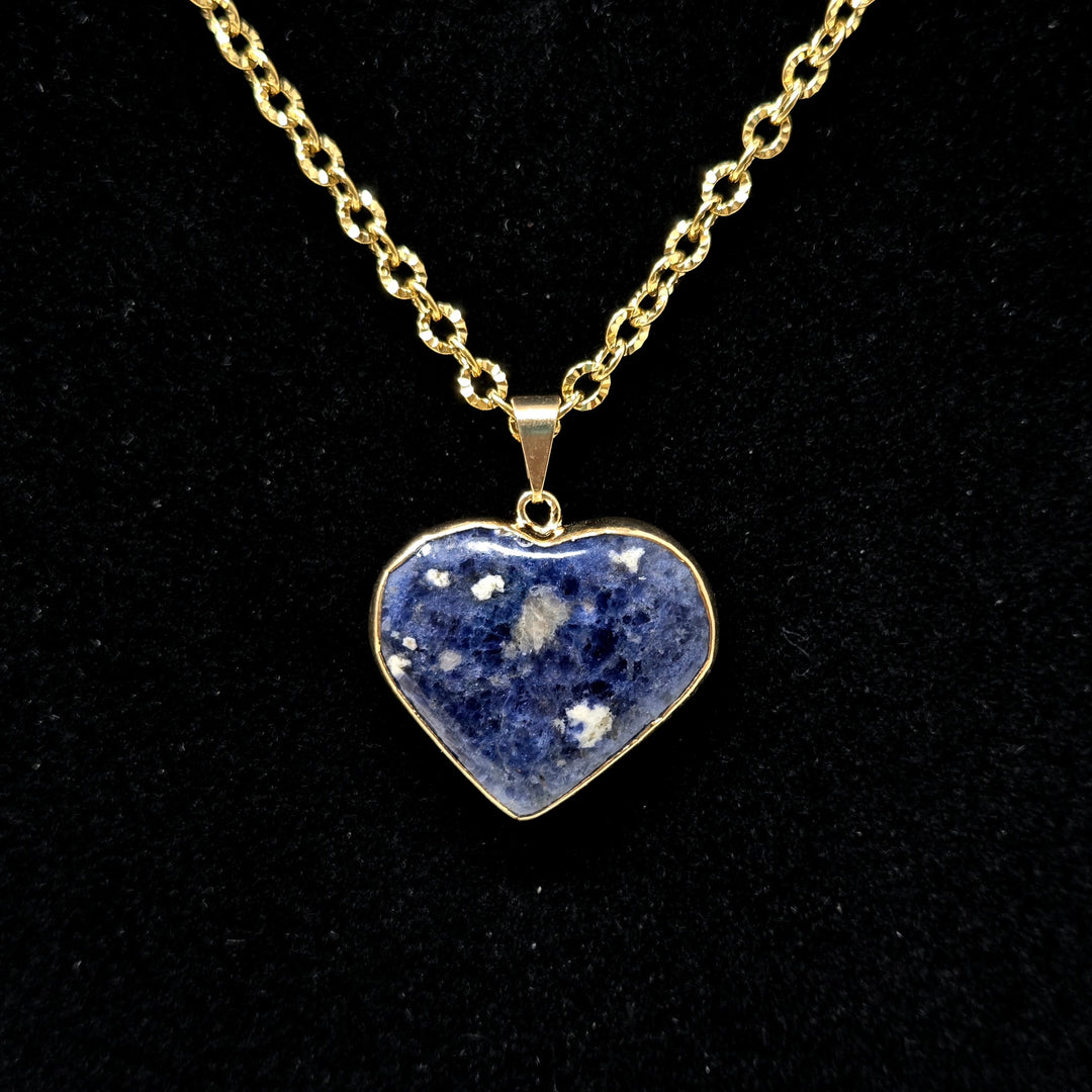 Sodalite Heart with Gold Edge Necklace Sodalite
