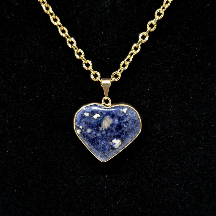 Sodalite Heart with Gold Edge Necklace Sodalite