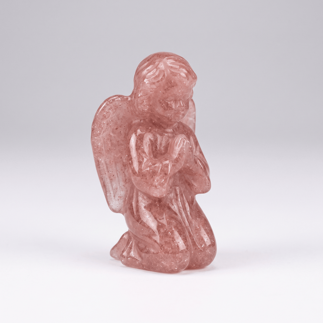 Strawberry Quartz Angel, 3 Inch | The Harmony Store Carving