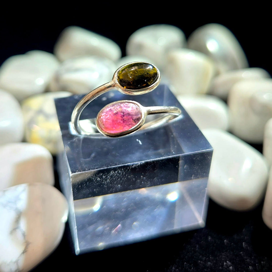 Tourmaline Double Smooth Silver Ring | The Harmony Store Ring