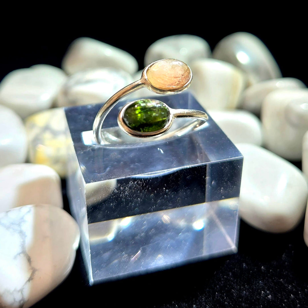 Tourmaline Double Smooth Silver Ring | The Harmony Store Ring