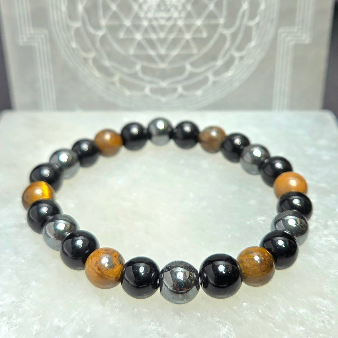 Triple Protection Bracelet | Obsidian, Hematite &amp; Tiger Eye Bracelet